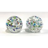 A pair of glass bubble paperweights, boxed, each approx. 11cmH