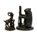 A Chinese bronze zodiac figure of a goat, 5.5cmH, together with a bronze inkwell in the form of a