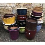 A quantity of mostly glazed plant pots, approx. 16