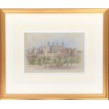 19th century watercolour, tower of London, initialled ED and dated 1887, 15.5x23.5cm