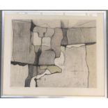 D Stratton, abstract coloured engraving, 'Wall IV', signed lower right and numbered 13/15, 34.5x44.