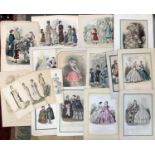 A mixed lot of 19th century coloured engravings, mainly fashion interest, to include Les Modes