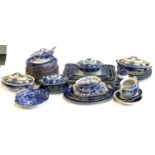 A quantity of blue and white dinner ware to include Burslem, Copeland Spode, Willow, etc