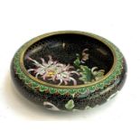 A Chinese cloisonne enamel and brass bowl with chrysanthemum design, 21cmW