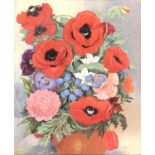 John Morton-Sale (1901-1990), oil on artist's board, still life of poppies, 30.5x25cm