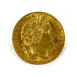 An 1851 20 francs gold coin