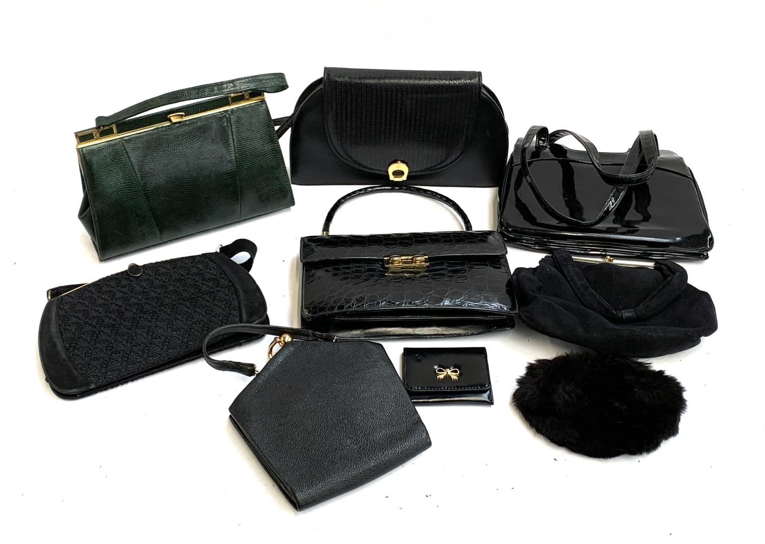 A quantity of ladies handbags to include Venice Simplon Orient Express collection, patent leather,