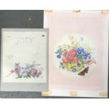 Two early 20th century floral watercolour studies, one by Audrey Wynne Hatfield, 'July', 24x21cm