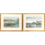 William G Perkins, a pair of 20th century watercolours of harbour scenes, each 29x43cm