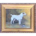 D Winskill, study of a terrier with rat, oil on canvas, signed and dated 2011, 18x23.5cm