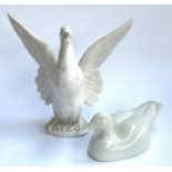 A 20th century Italian white glazed ceramic duck, marked 'Flo' to base, produced by the Studio