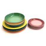 A quantity of Le Creuset dinner plates, 27cmD, pasta bowls, 21cmD, and side plates, 8.5cmD (12