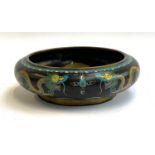 A 20th century Chinese cloisonne dish, depicting yellow dragon with a flaming pearl, 30cmD