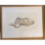 Bernard Reynolds (1915-1997), pen and ink, nude study, signed and date 90 lower right, 36.5x20cm