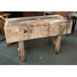 A pine work bench with vice, 140x61x86cmH