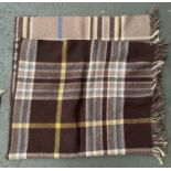 A brown check wool travel blanket, 80x150cm