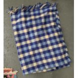 The Glenor tweed pure wool blue check blanket, 150x185cm