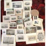 A large quantity of 19th century coloured engravings of various castles and views, some maritime