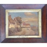 Horace A. Mummery (1867-1951), village street, oil on canvas laid on board, 19x24.5cm