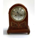 A 20th century mahogany domed mantel clock, the movement marked Unghans B11, 34cmH