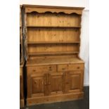 A pine kitchen dresser, 122x43x200cmH