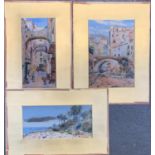 Michele Allavena (1863-1963), two watercolours of Neapolitan street scenes, 25x17cm and 25x12cm;