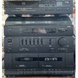 A PYE stereo tuner, double cassette midi system, with turntable and PYE CD player; together with a