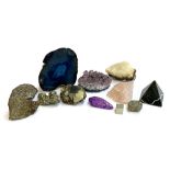 A lot of mineral samples to include amethyst, quartz, agate, rose quartz, etc