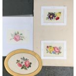 Four 19th century floral watercolour studies to include a pair, 7x10cm