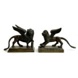 Two bronze models of the Lion of St. Mark, the taller 10.5cmH