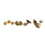 Three 9ct gold studs, total weight approx. 1.6g; two 9ct gold cufflinks, gross weight 3g; together