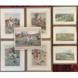 20th century watercolour and gouache of a fox hunt, initialled HMS and dated 1959, 15x25cm, together