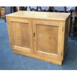 A mid century c.1960 light oak cupboard, 100x45x75cmH