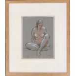Bernard Reynolds, 1915-1997, Seated Nude, pen and red chalk, initialled and dated 1996, 28.5 x 21cm