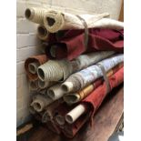 A large quantity of fabric rolls, holding various lengths