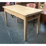 A small vintage pine table on square tapered legs, 122x61x74cmH
