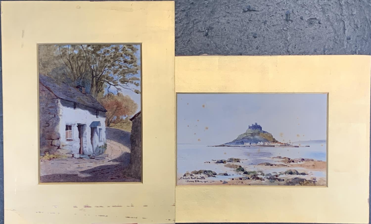 Thomas Sidney, 'St Michael's Mount, Penzance', watercolour, signed and dated 1905, 15x24cm; together