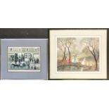 Helen Bradley (1900-1979), two colour print, a street scene, and 'ladies in the park', signed with