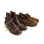 A pair of Marks & Spencer brown suede shoes, size 12, together with a pair of ankle boots, size 7D