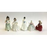 Five Royal Doulton figurines, 'Home at Last', 'Amanda' (signed to base), 'Melody', 'Diana', '