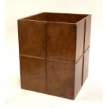 A sturdy leather waste paper basket, 31cmH