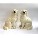 A pair of large Staffordshire dogs with glass eyes, approx. 39cmH