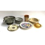 A mixed lot to include Midwinter, Poole pottery, Devon Ducal, Copeland Spode, etc