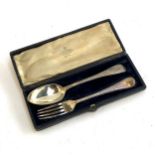 A Victorian cased silver christening set, comprising spoon and fork, by Chawner & Co., 3.3ozt