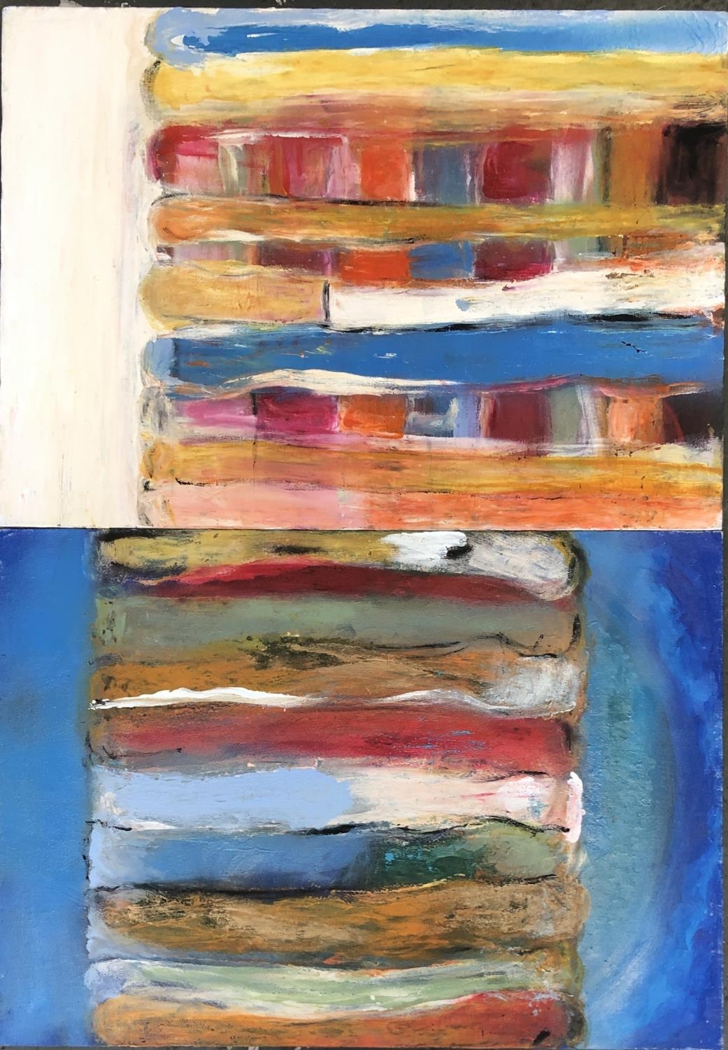 Two abstract works on canvas, each 50x70cm