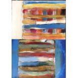 Two abstract works on canvas, each 50x70cm