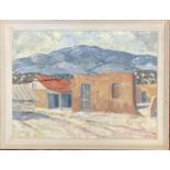 20th century, oil on canvas, village in a mountainous landscape (af), 36x50cm