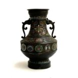 A Chinese bronze cloisonne enamel urn, 40cmH