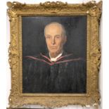 20th century oil on canvas, portrait of a gentleman in gown, 59.5x49.5cm, in ornate gesso frame