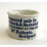 Local Interest: A Beach & Barnicott pottery ointment jar, 3.5cmH